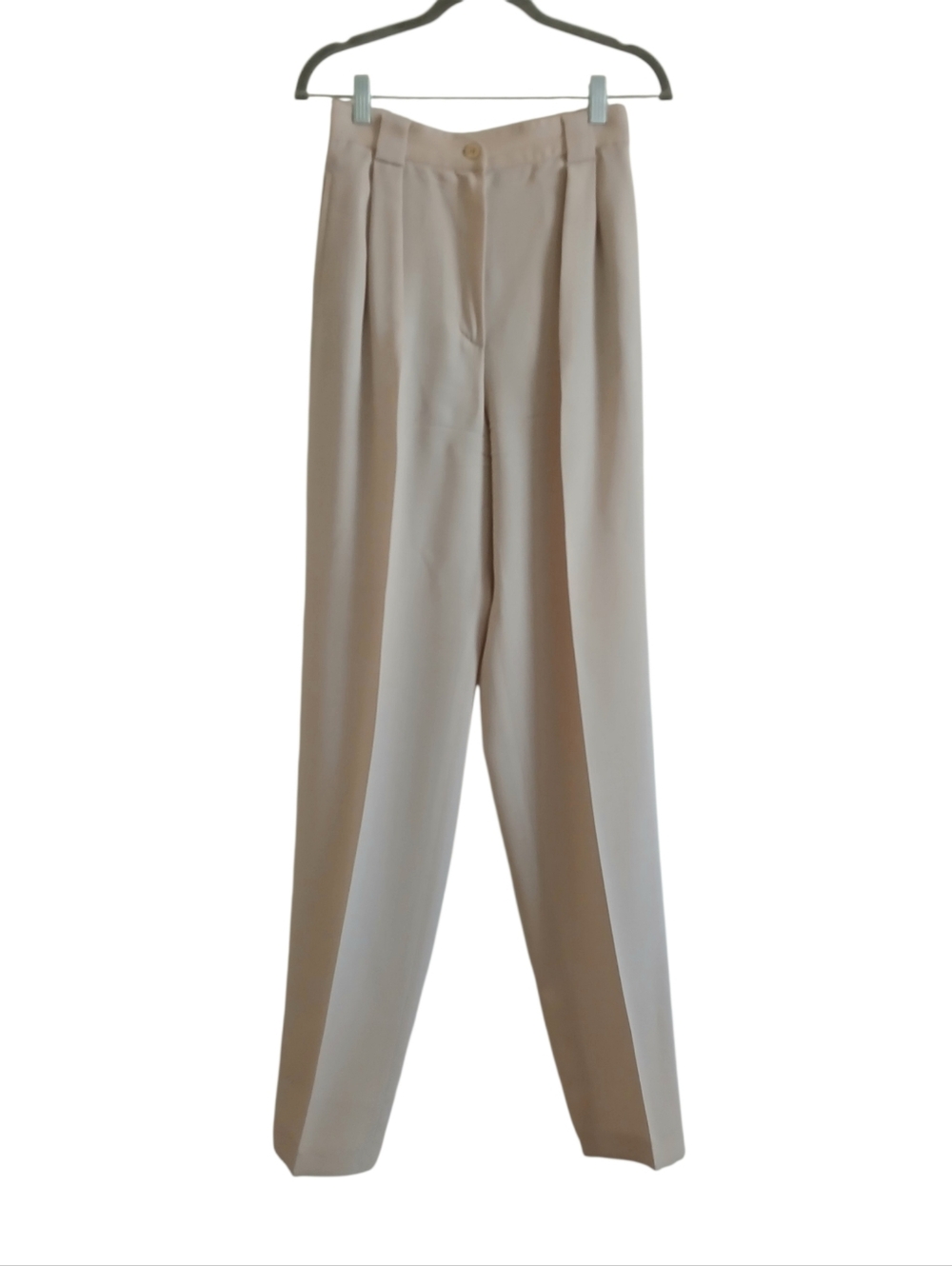 GIORGIO ARMANI Le Collezioni 100% Wool Lightweight Pleated Pants Women's 6 Cream